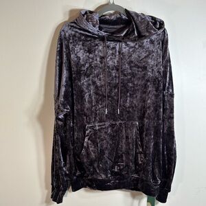 NWT - Halara oversized pullover velvet‎ with hood color wine size small